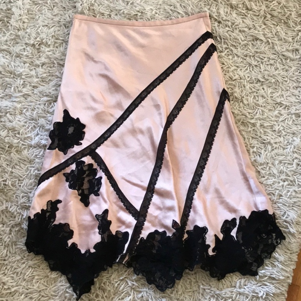NWOT BCBG Max Azria skirt, black lace and pink